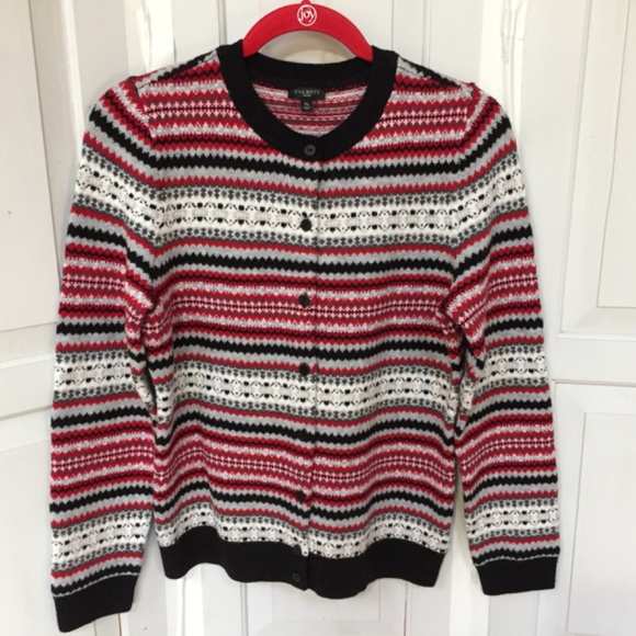 LOFT Red and Black Striped Cardigan - Picture 2 of 12
